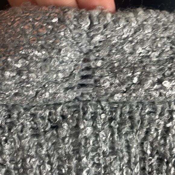 Silver Metallic Painted Wool Blend Longline Open Front Cardigan Sweater S - Picture 7 of 8